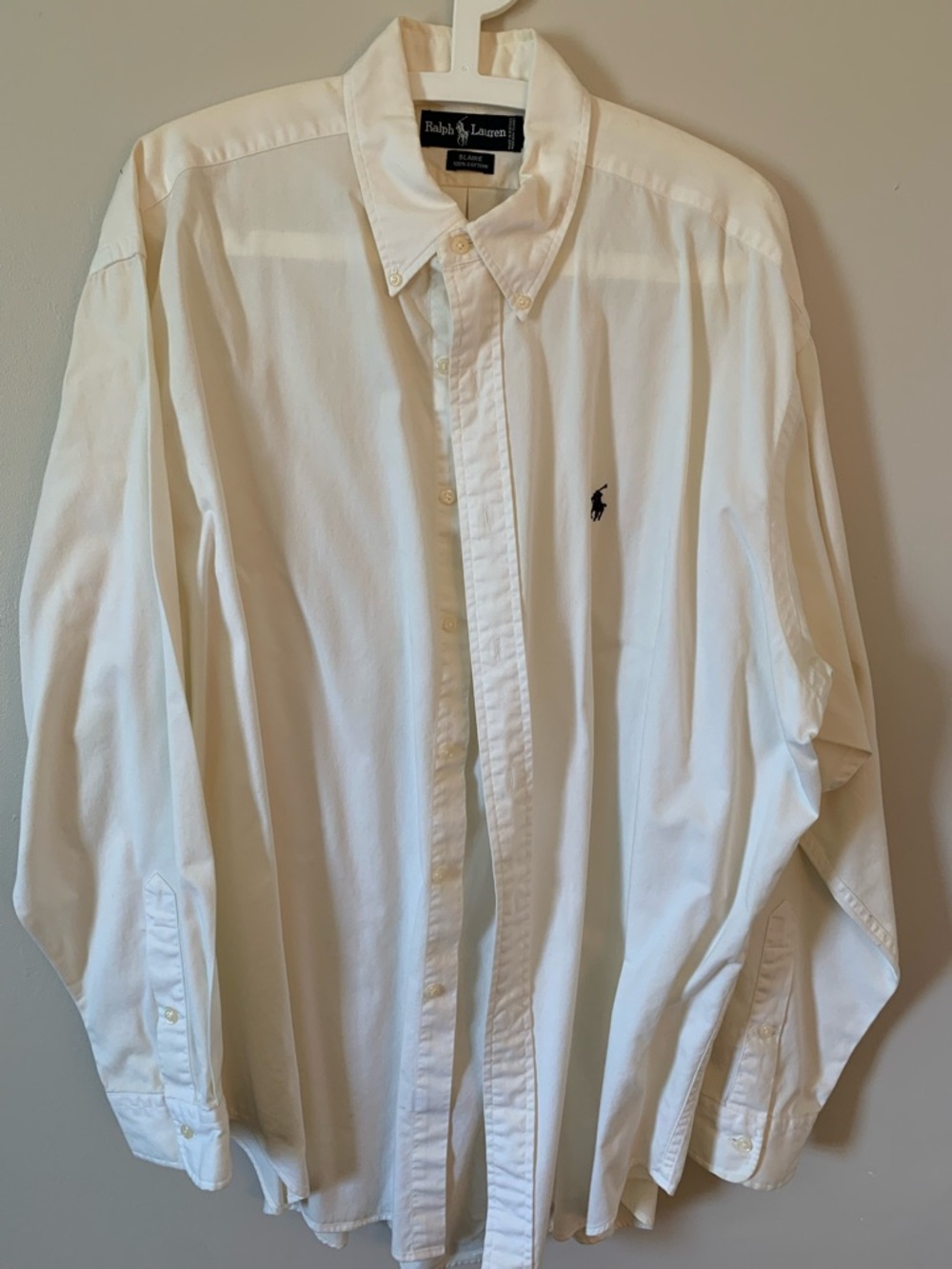 Ralph Lauren Classic White Button-Down Shirt with Navy Pony